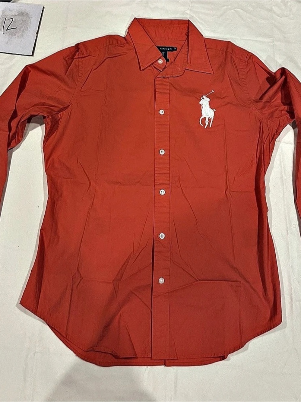 Ralph Lauren Classic Fit women Red Cotton Shirt Size 14 slim fit